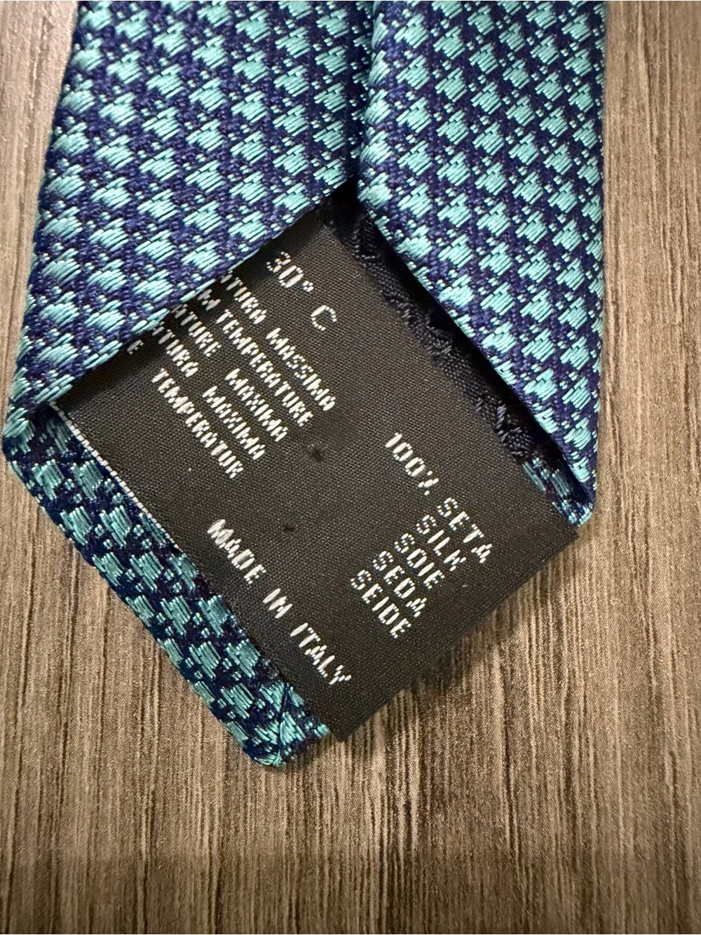 Versace Teal Blue Micro-Pattern Silk Tie